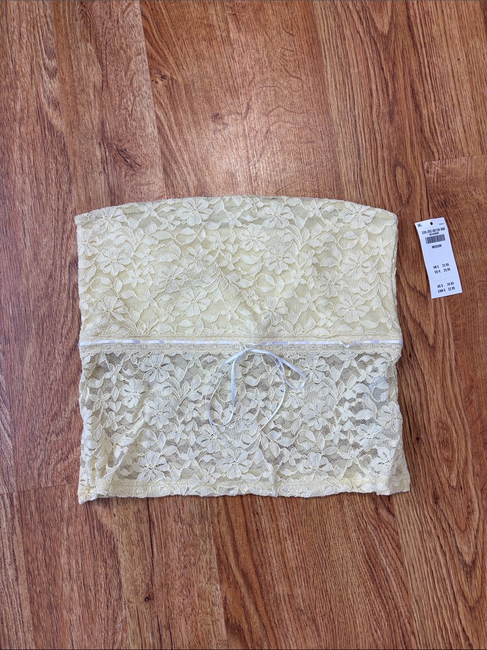 Hollister Pale Yellow Lace Strapless Tube Top